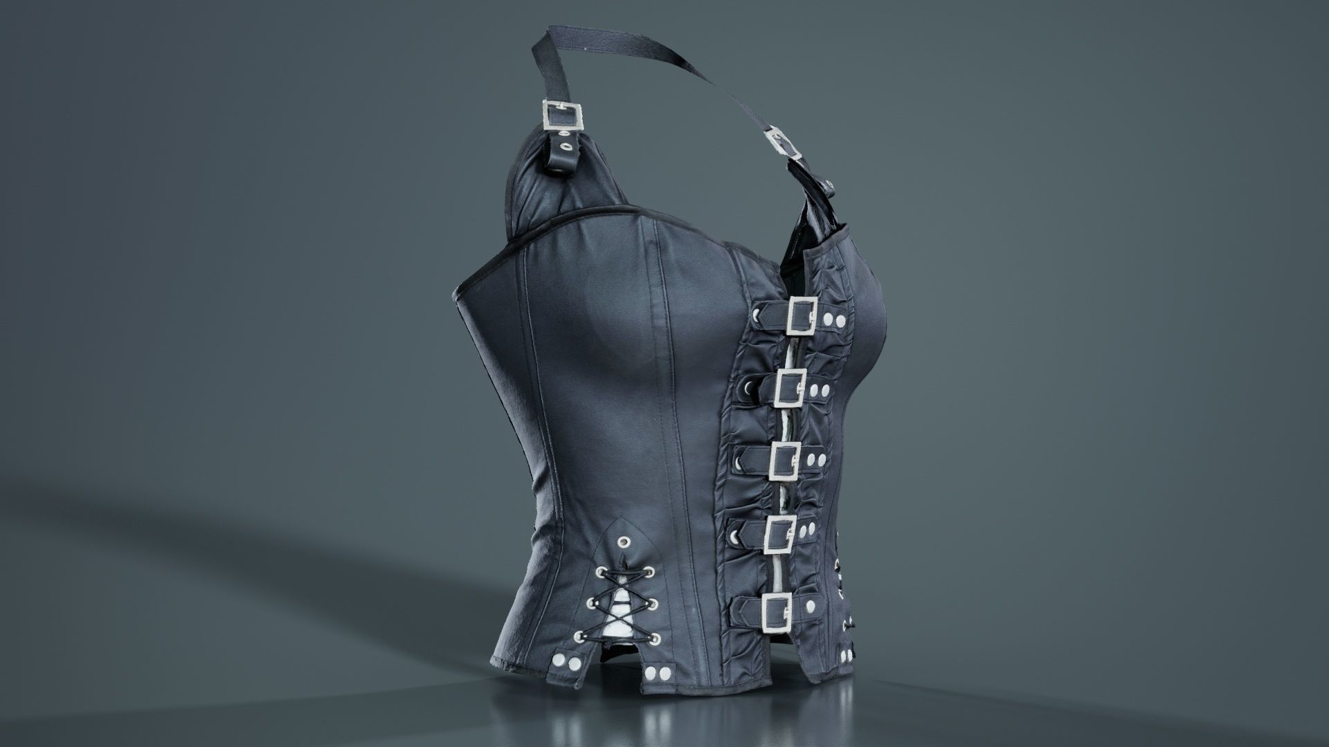 Buckles and Laces Corset Low-poly 3D model_4