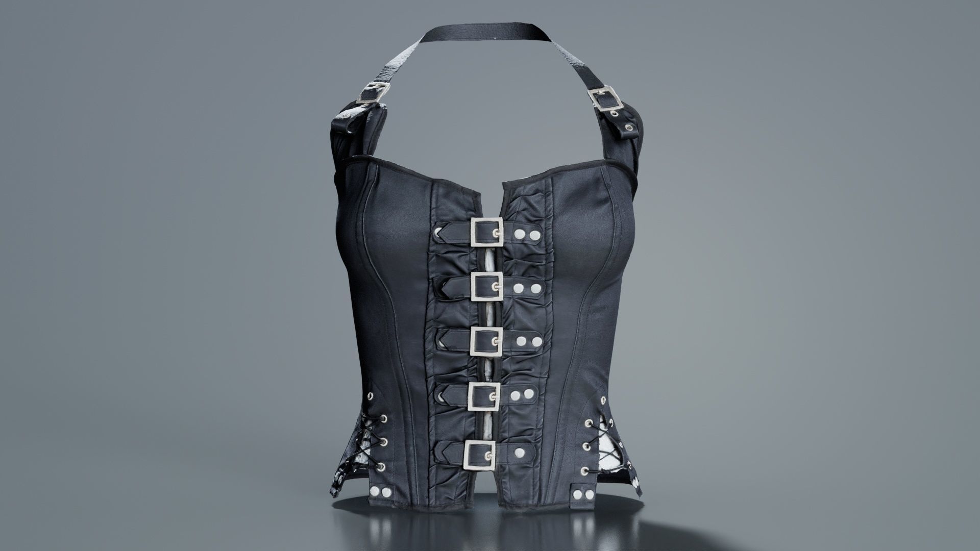 Buckles and Laces Corset Low-poly 3D model_7