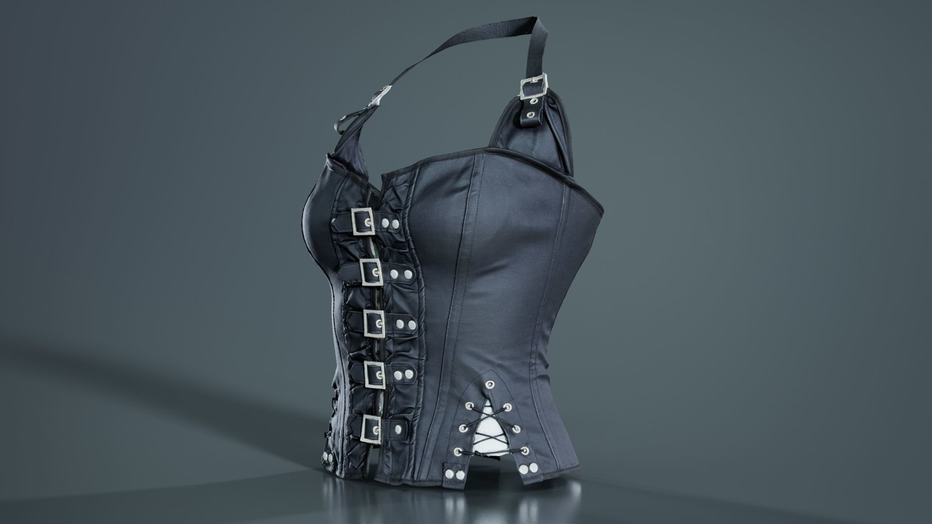 Buckles and Laces Corset Low-poly 3D model_1