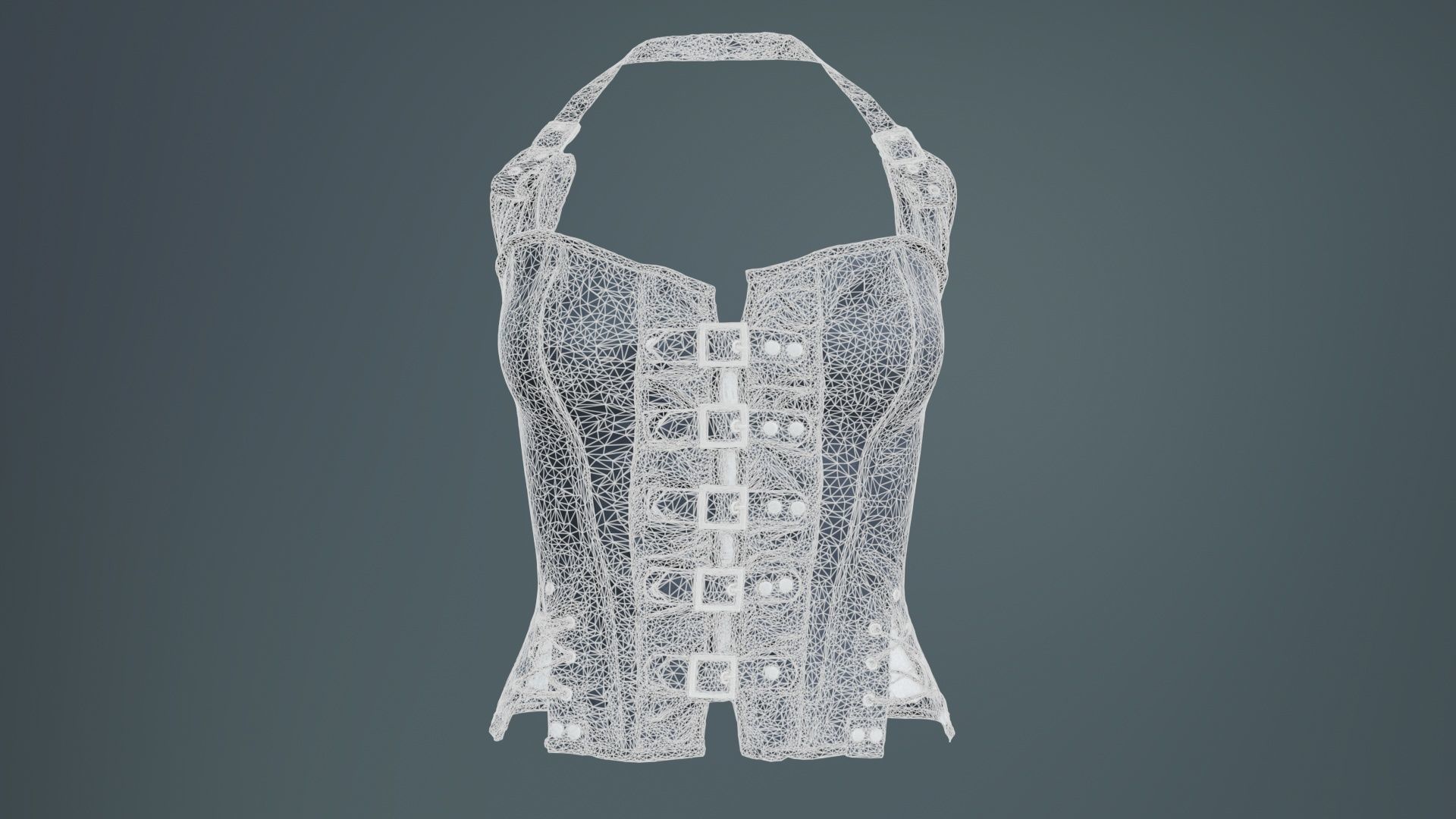 Buckles and Laces Corset Low-poly 3D model_9