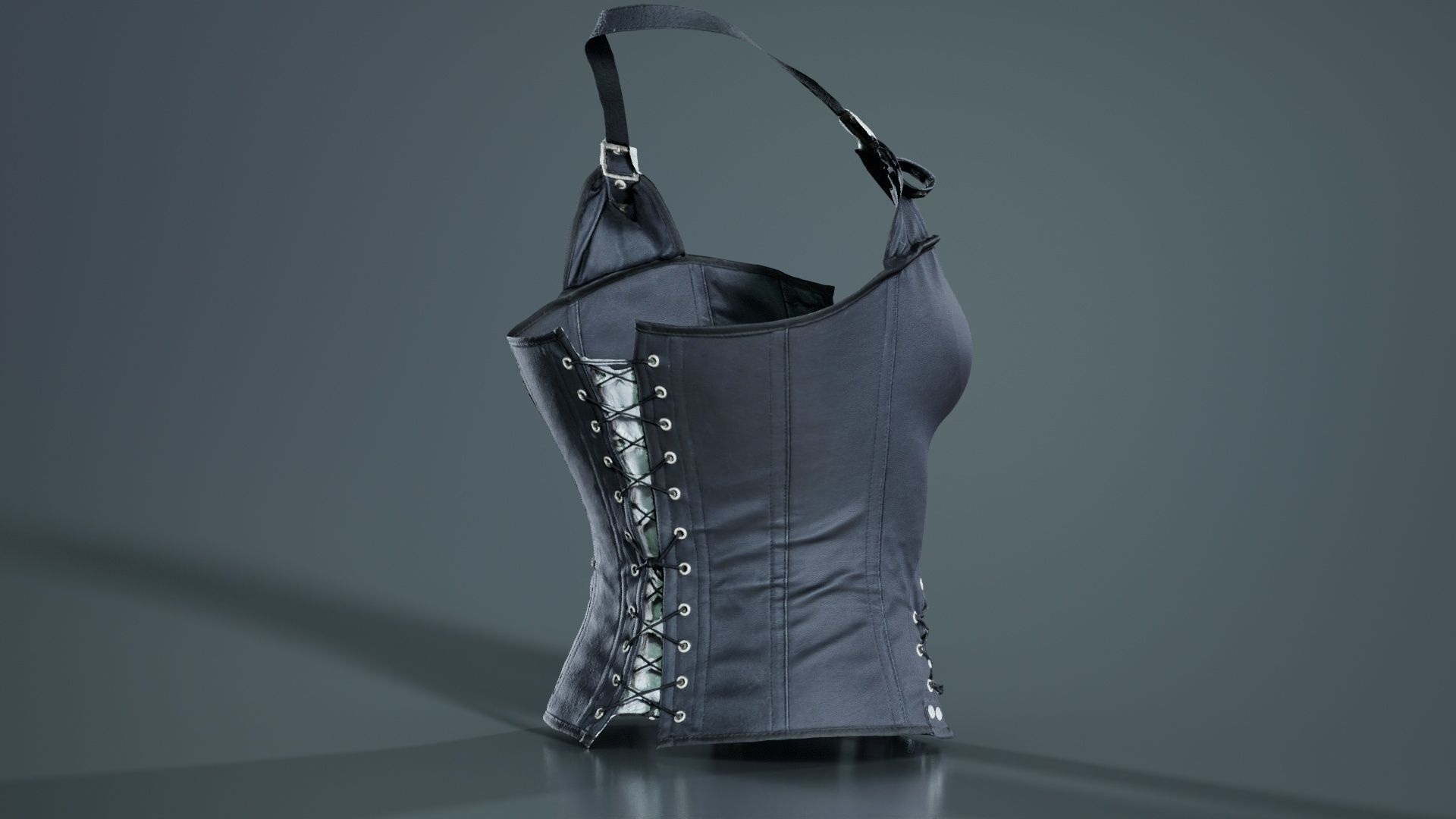 Buckles and Laces Corset Low-poly 3D model_6