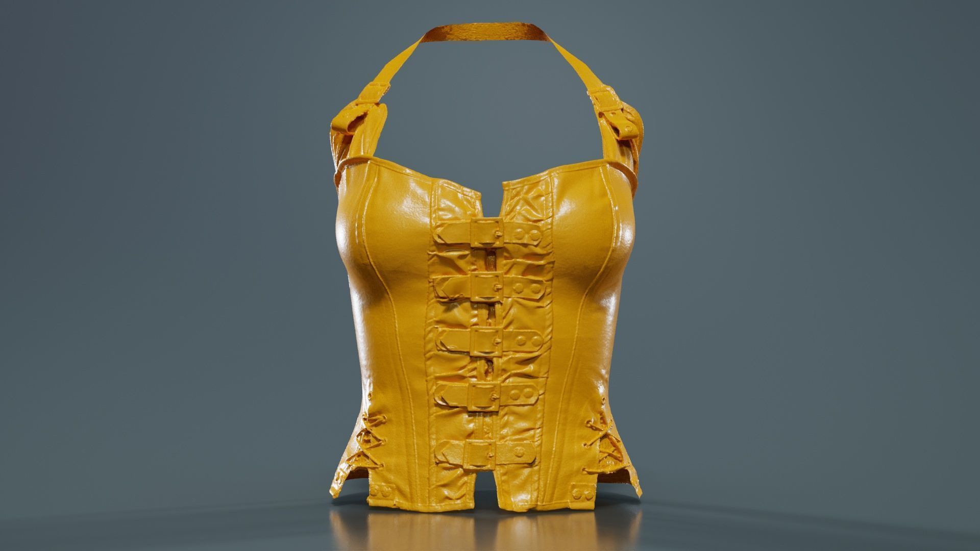 Buckles and Laces Corset Low-poly 3D model_12