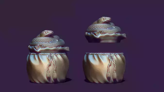 a snake on a bag of money two models - A casket and a candle 3D print model