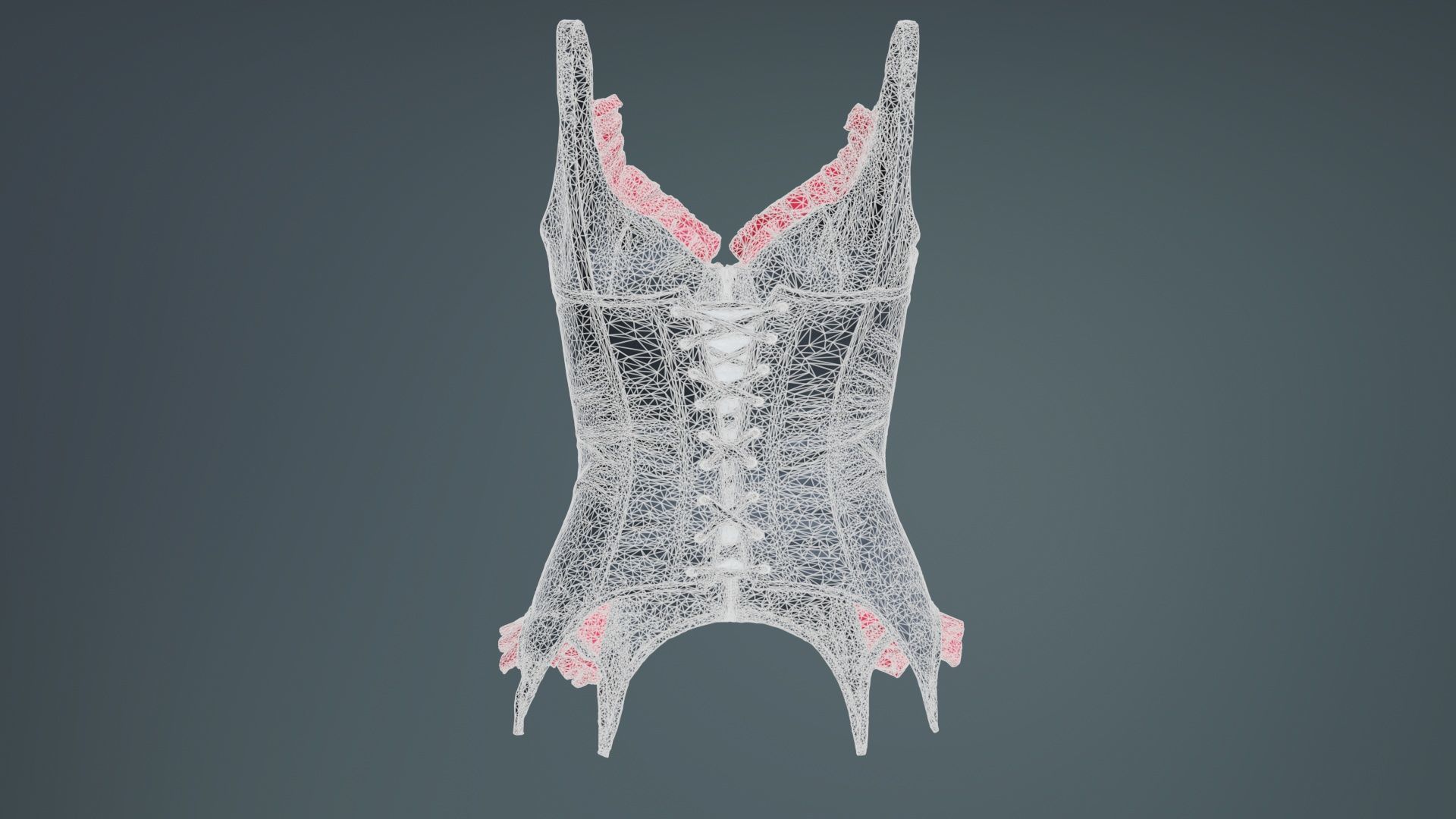 Fringe Corset Low-poly 3D model_10