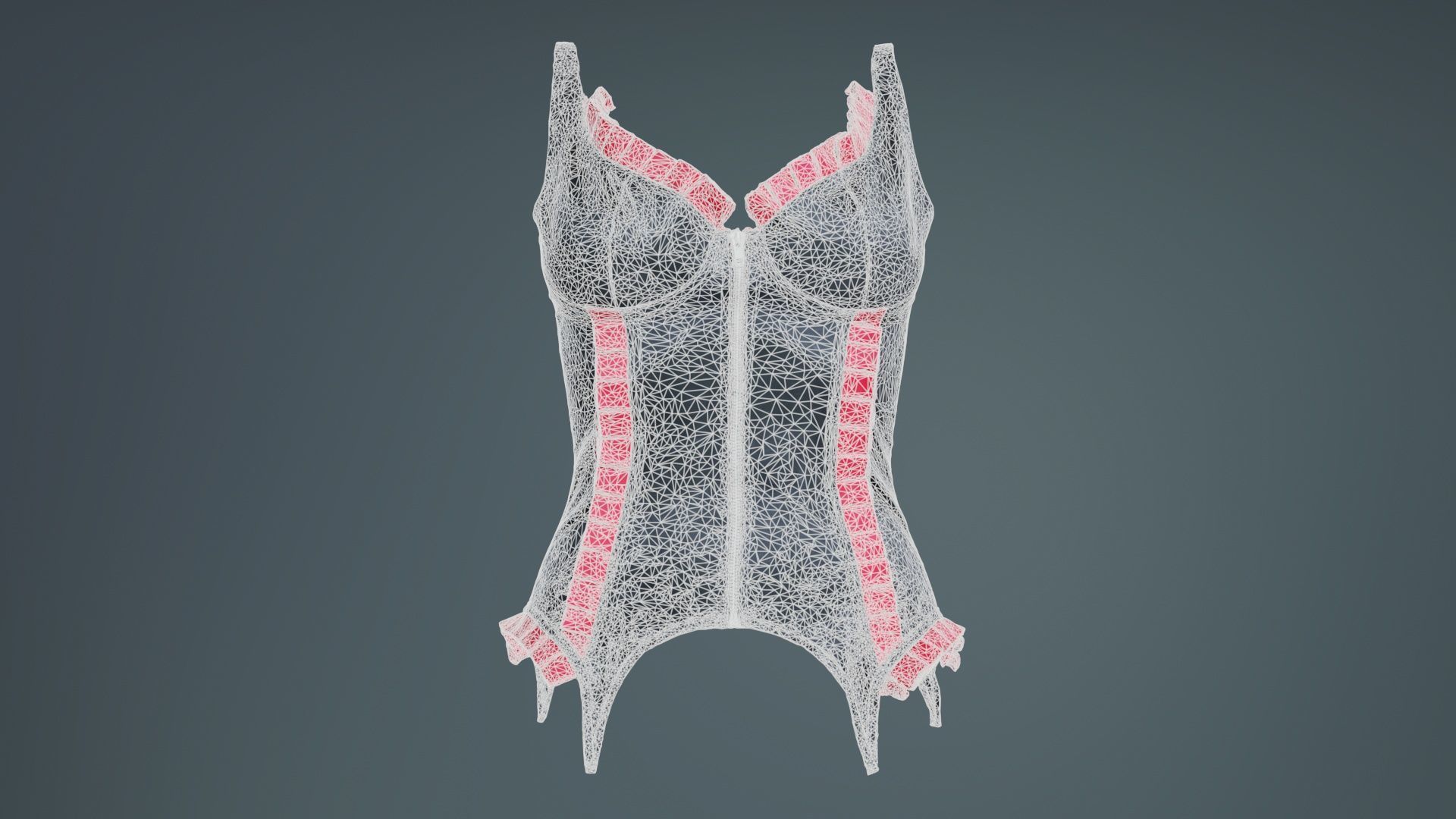 Fringe Corset Low-poly 3D model_9