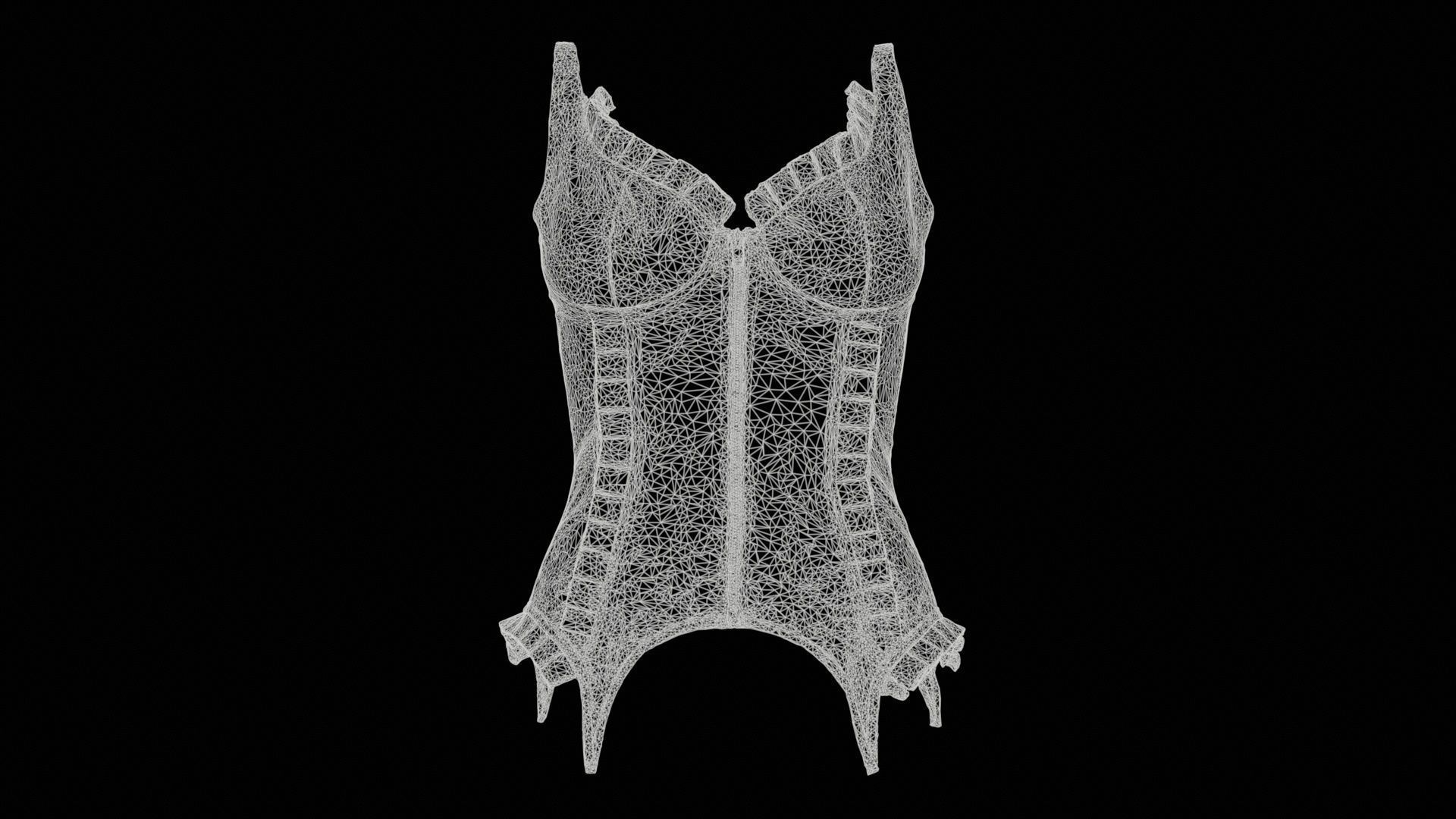 Fringe Corset Low-poly 3D model_11
