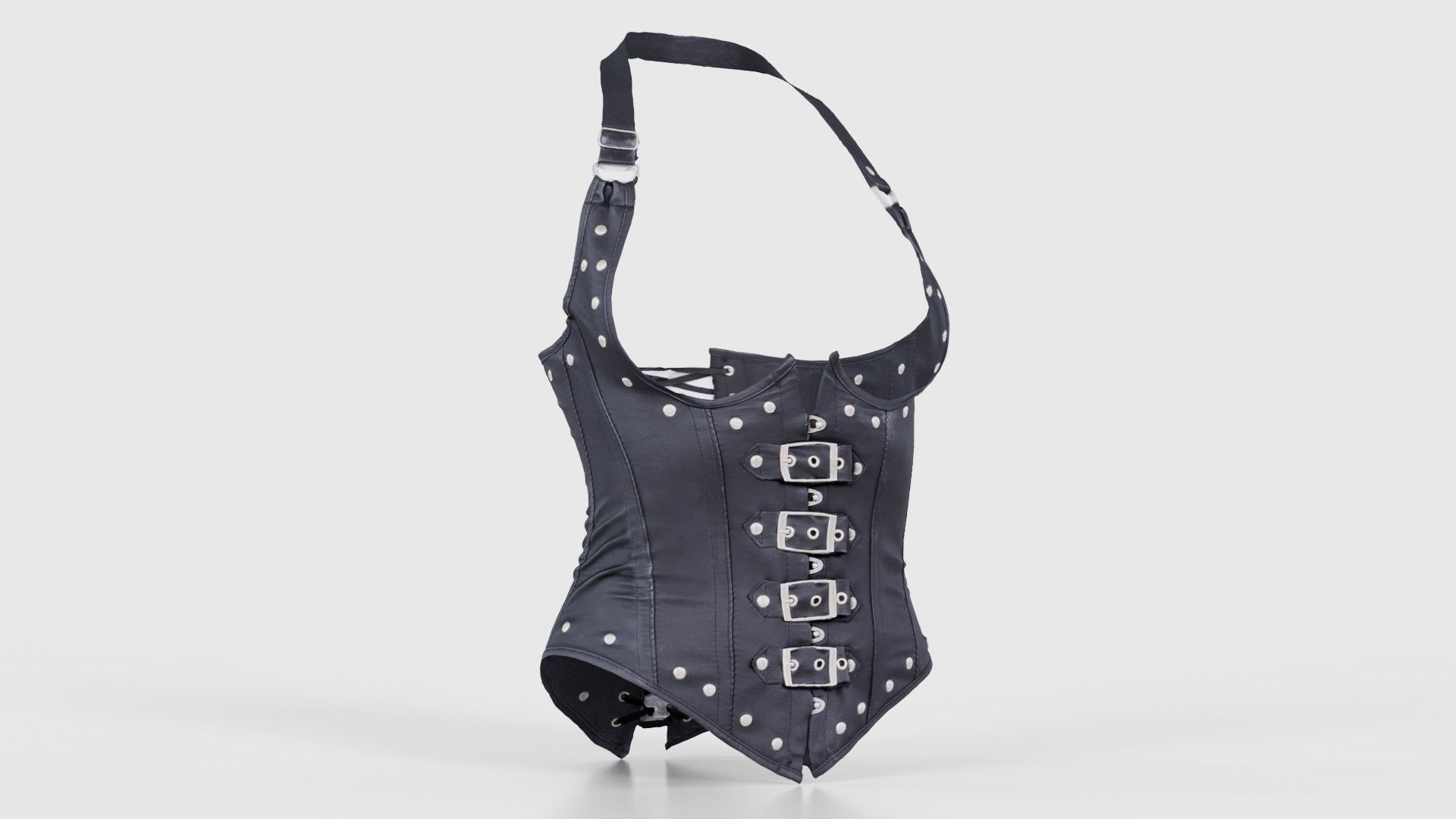 Front Buckles Corset Low-poly 3D model_16