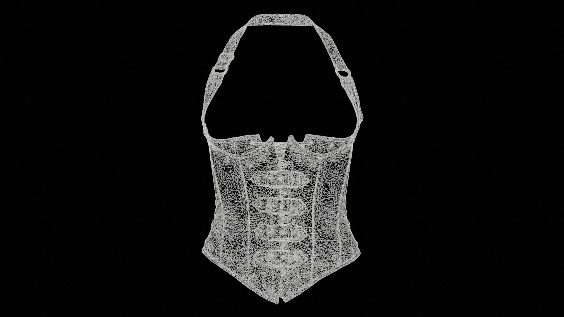 Front Buckles Corset Low-poly 3D model_11