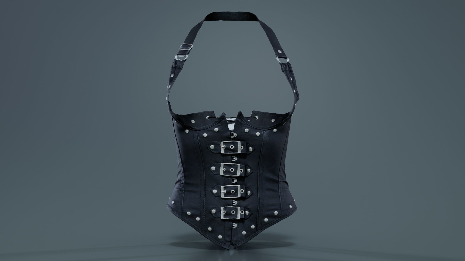 Front Buckles Corset Low-poly 3D model_8