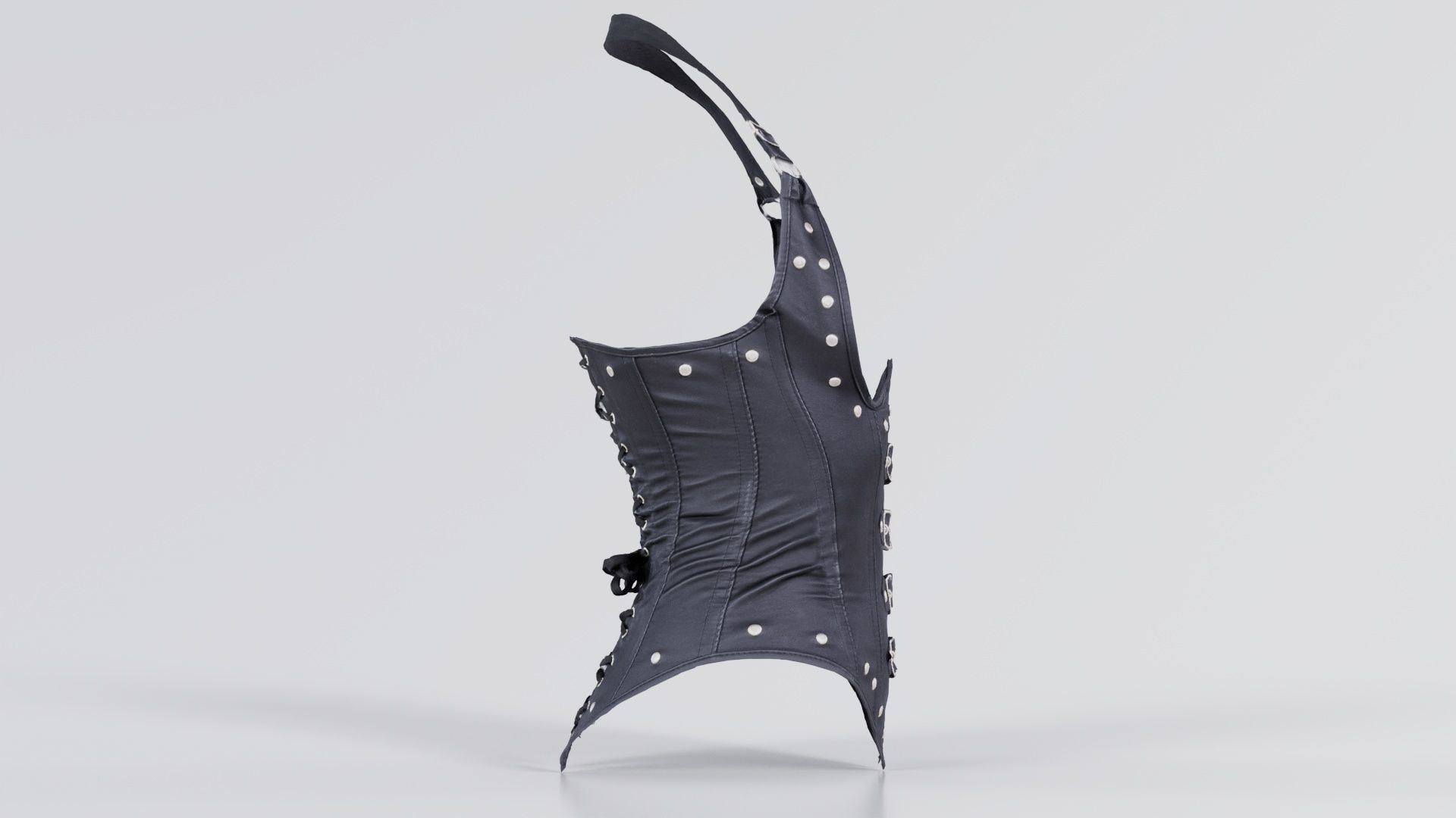 Front Buckles Corset Low-poly 3D model_4