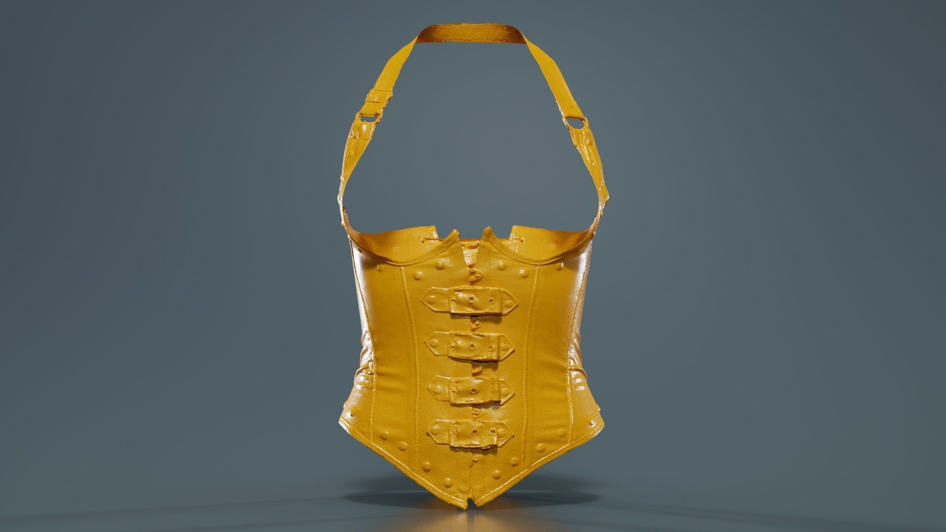 Front Buckles Corset Low-poly 3D model_12