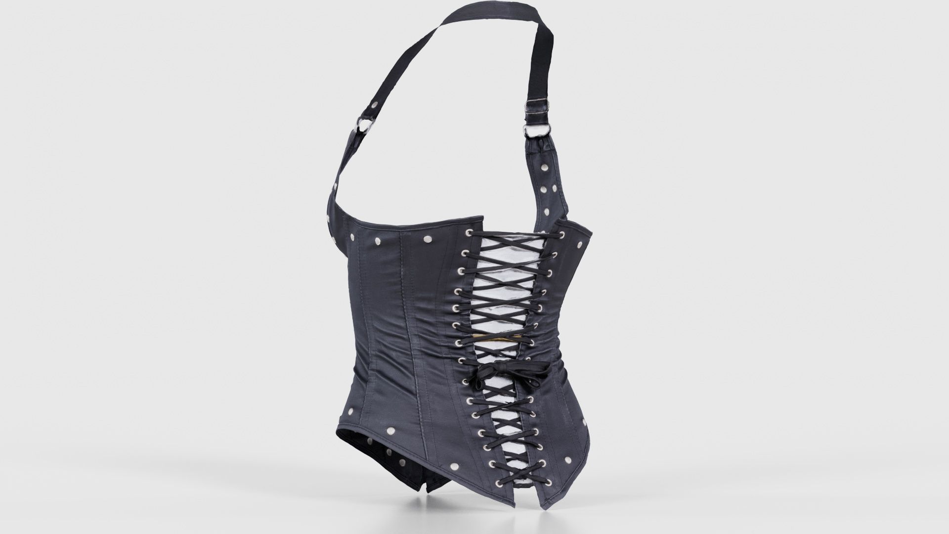Front Buckles Corset Low-poly 3D model_22