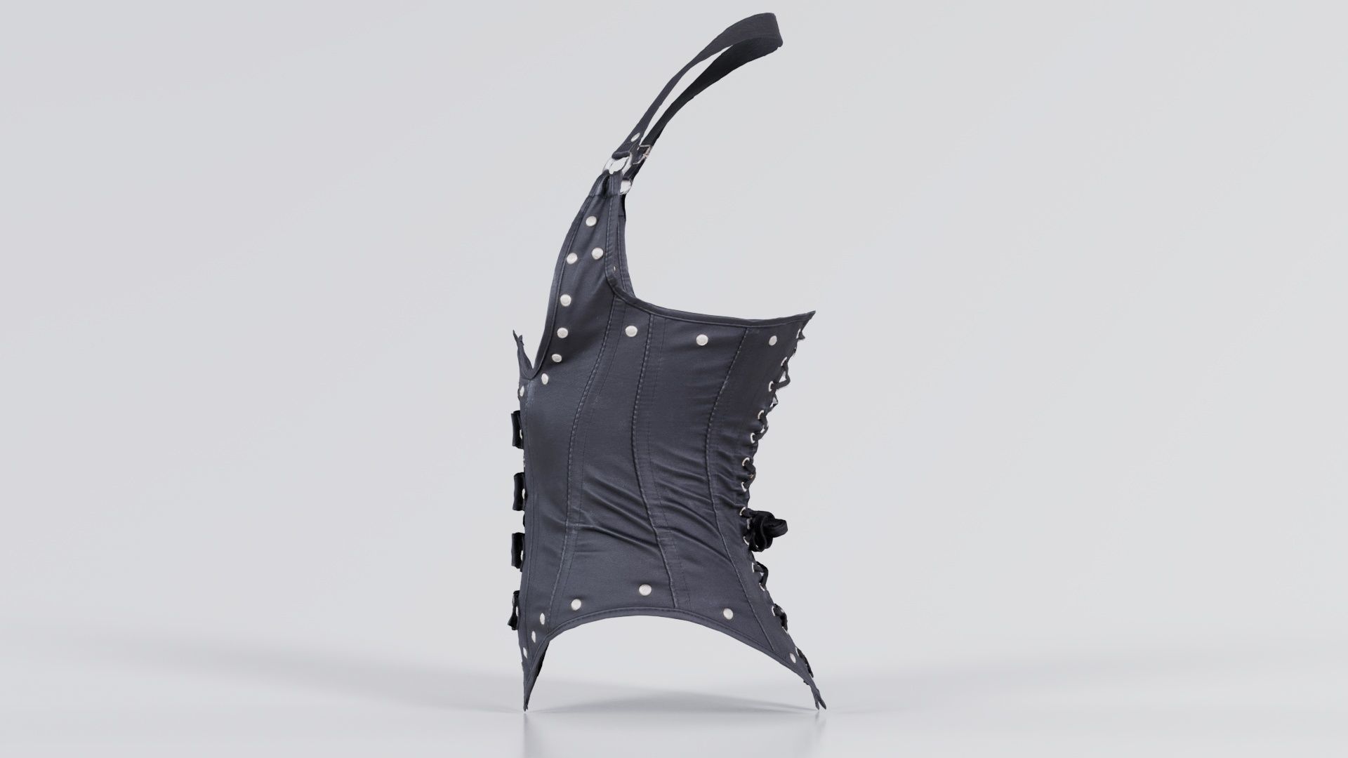 Front Buckles Corset Low-poly 3D model_2
