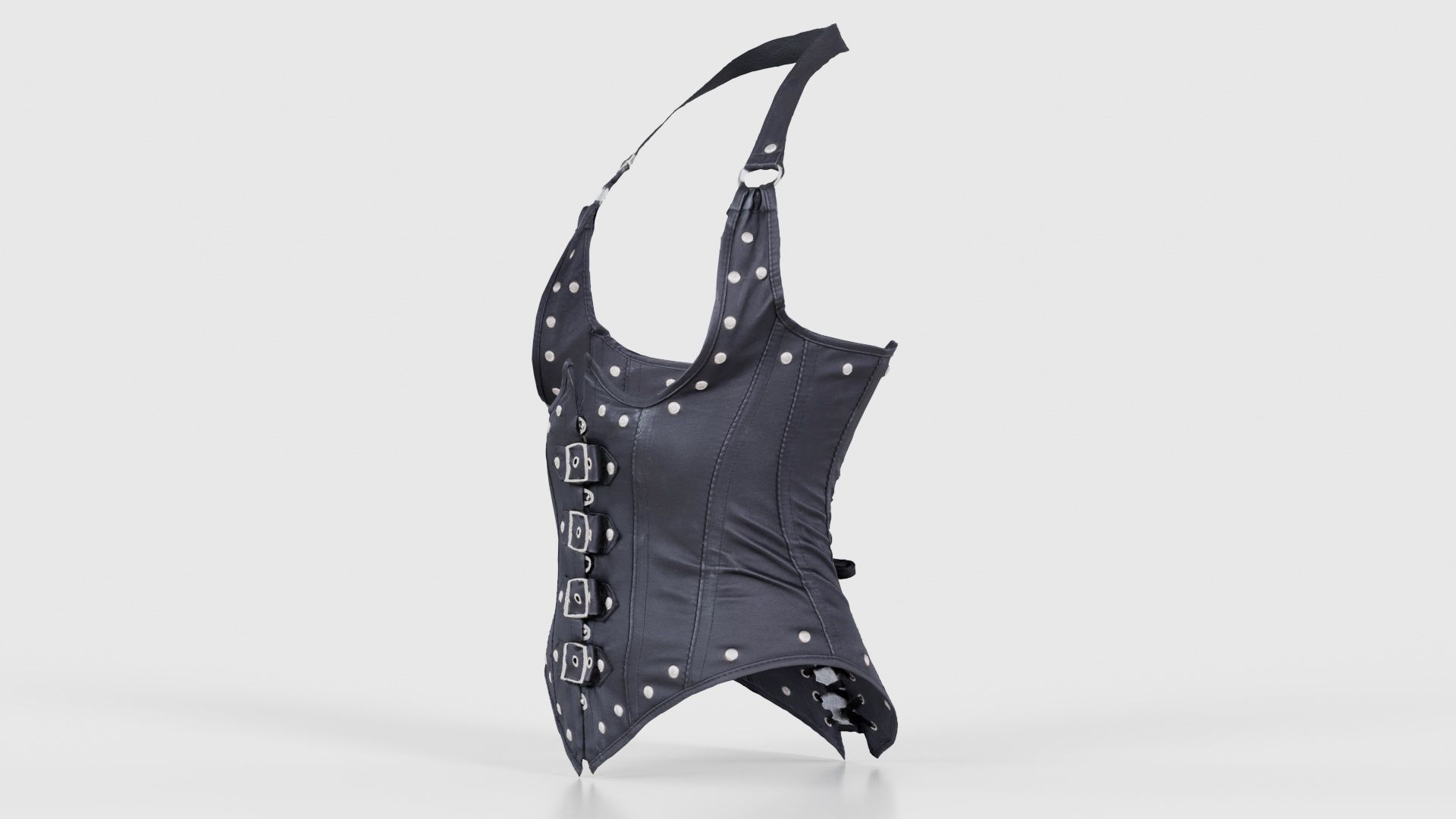 Front Buckles Corset Low-poly 3D model_25