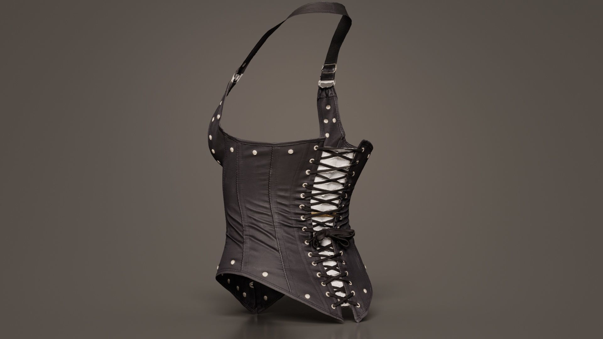 Front Buckles Corset Low-poly 3D model_3