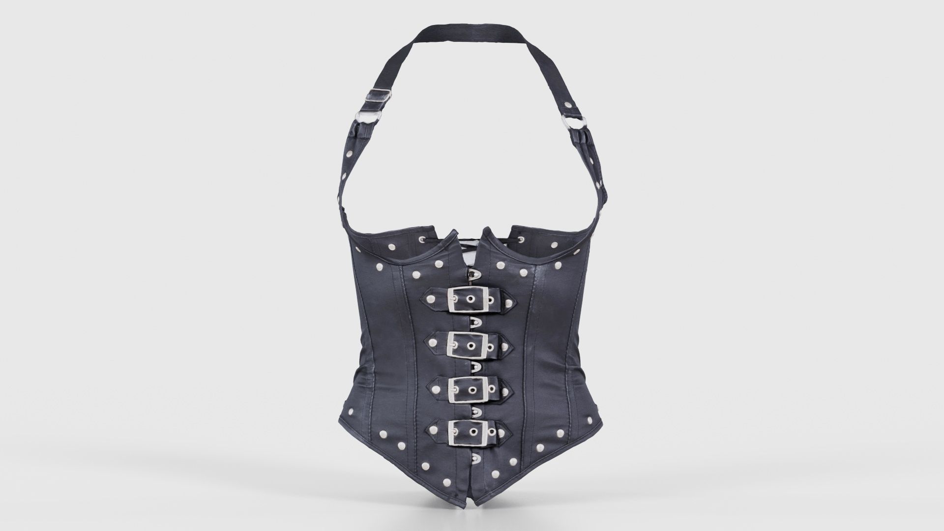 Front Buckles Corset Low-poly 3D model_15
