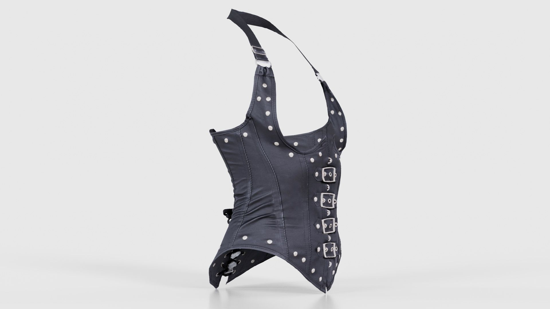 Front Buckles Corset Low-poly 3D model_17