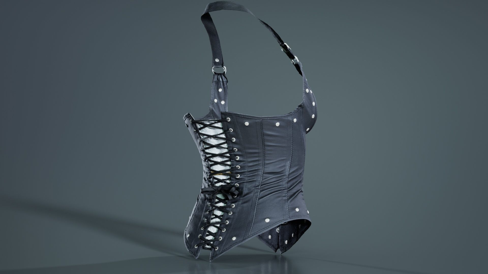 Front Buckles Corset Low-poly 3D model_5