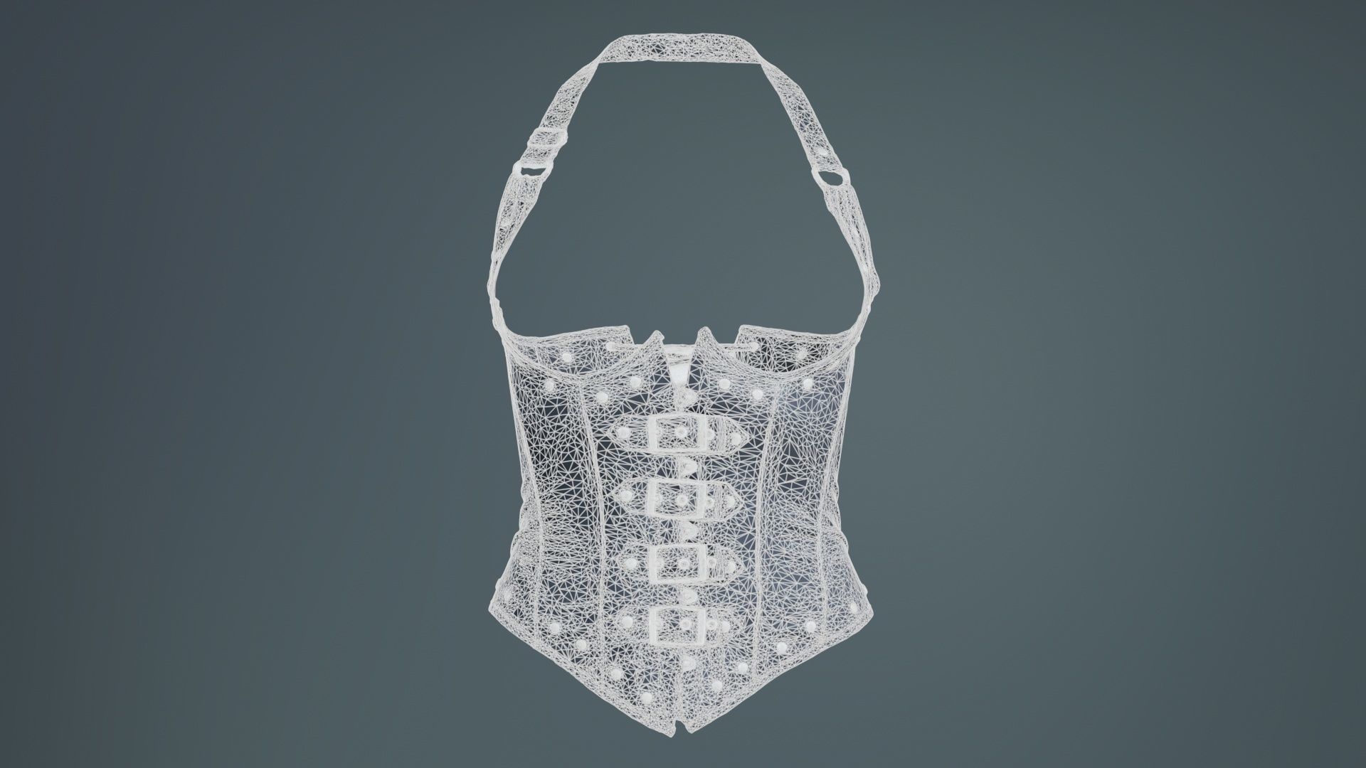 Front Buckles Corset Low-poly 3D model_9