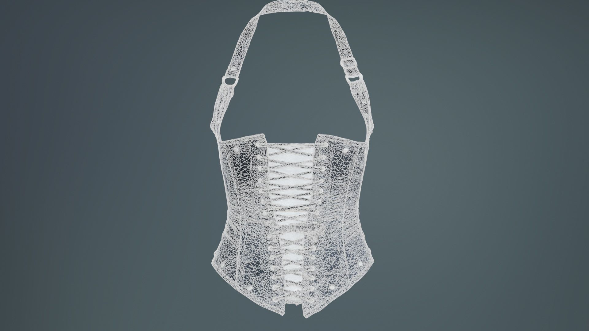 Front Buckles Corset Low-poly 3D model_10