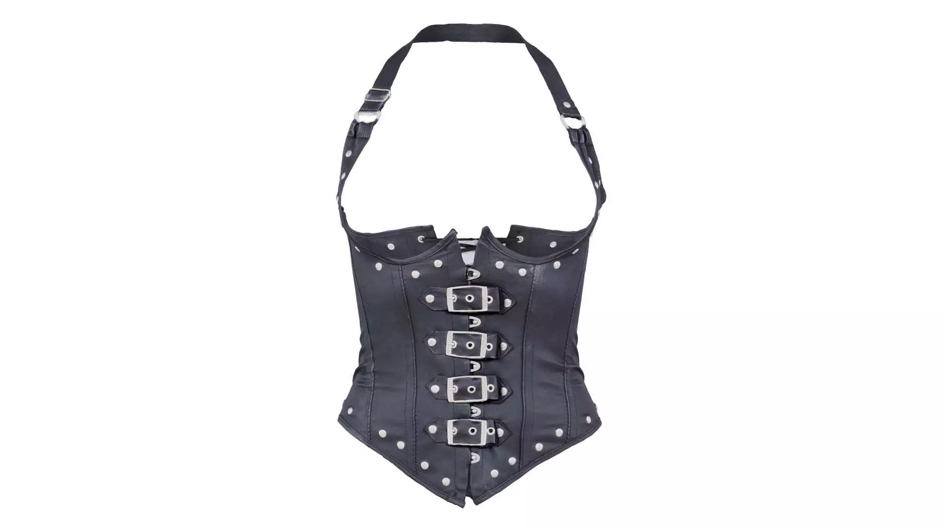 Front Buckles Corset Low-poly 3D model_0