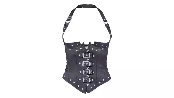 Front Buckles Corset Low-poly 3D model