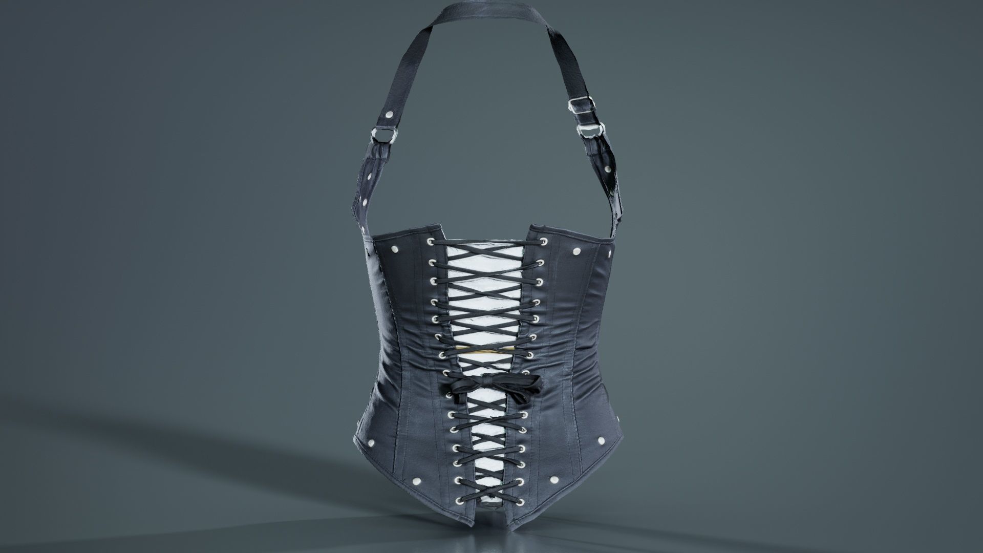 Front Buckles Corset Low-poly 3D model_6