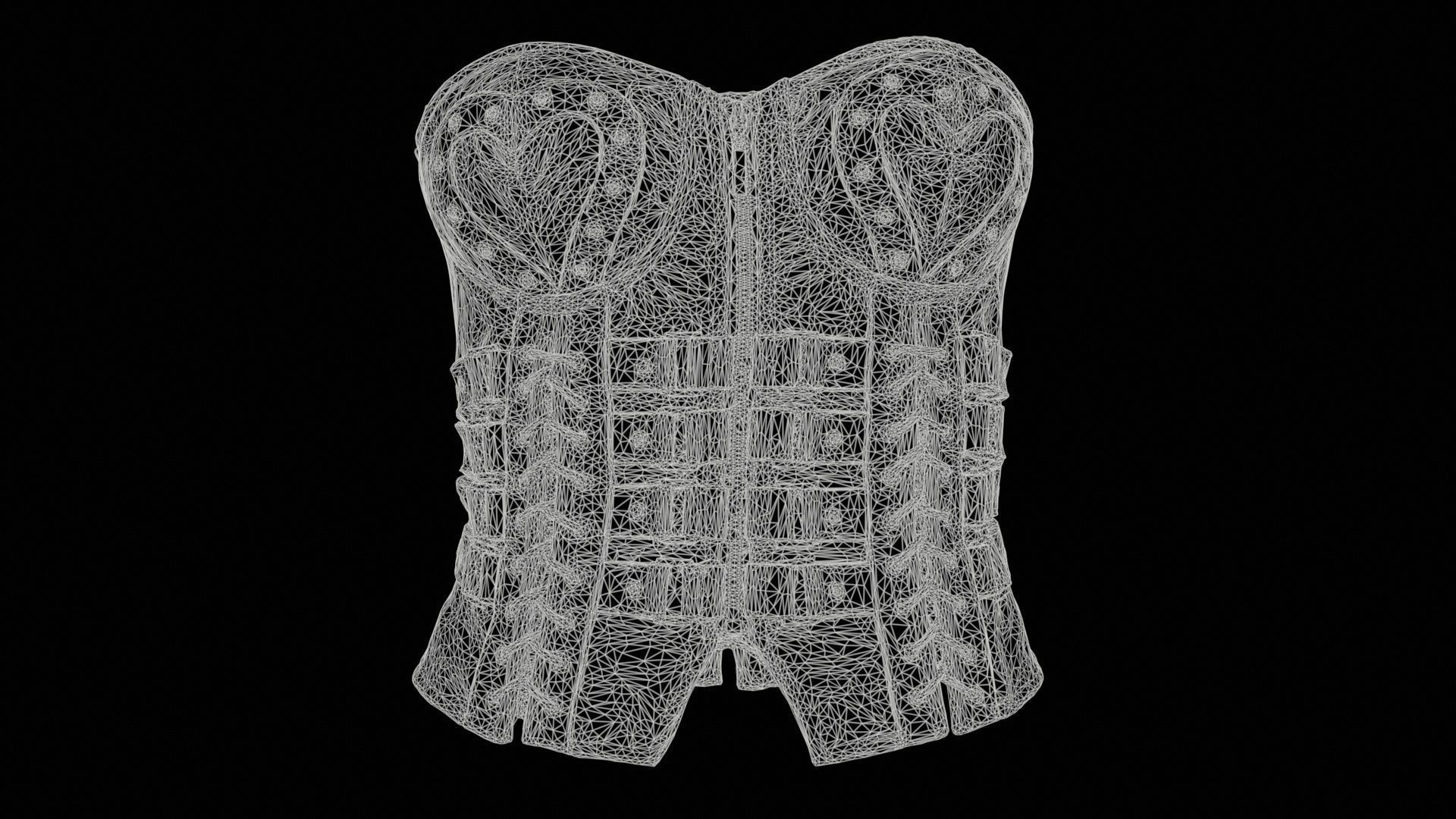 Heart Ringed Corset Low-poly 3D model_11