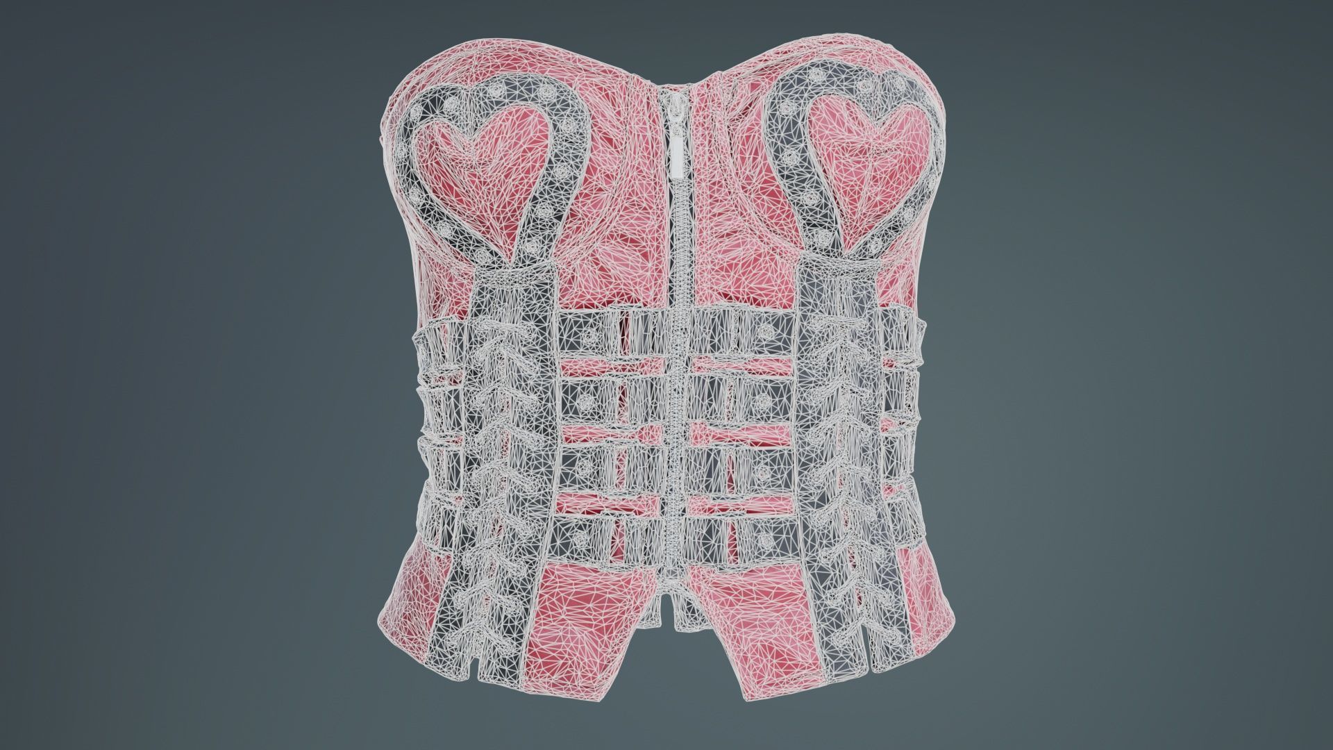 Heart Ringed Corset Low-poly 3D model_9