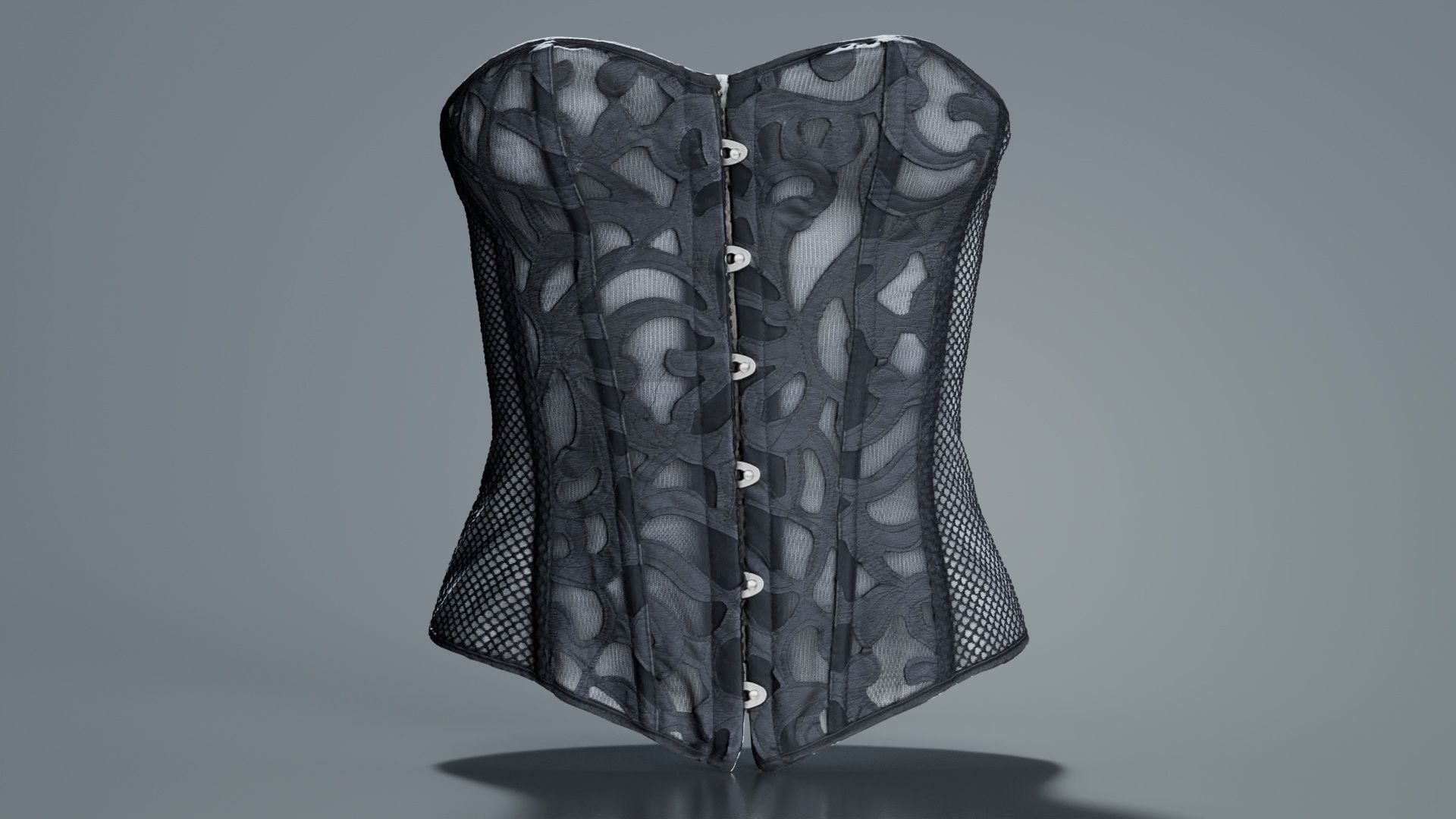 Transparant Decorated Corset Low-poly 3D model_3