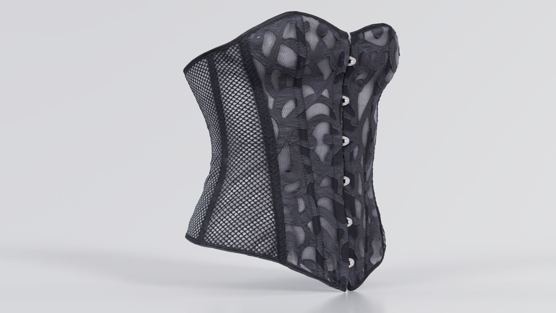 Transparant Decorated Corset Low-poly 3D model_5