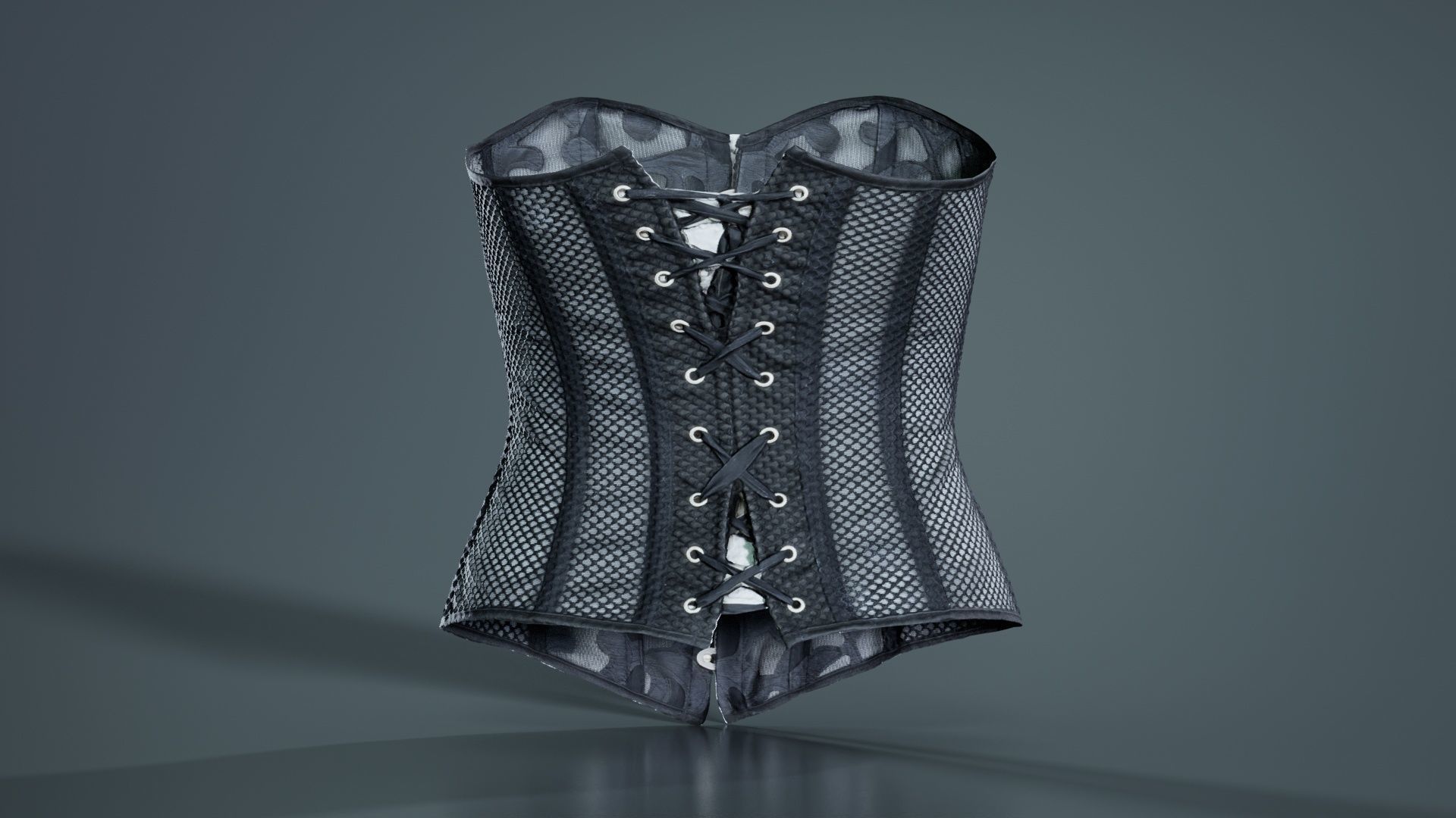 Transparant Decorated Corset Low-poly 3D model_4