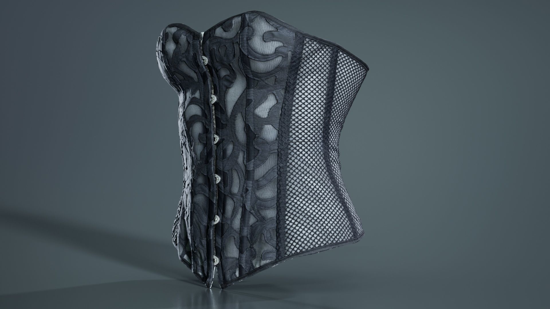 Transparant Decorated Corset Low-poly 3D model_7