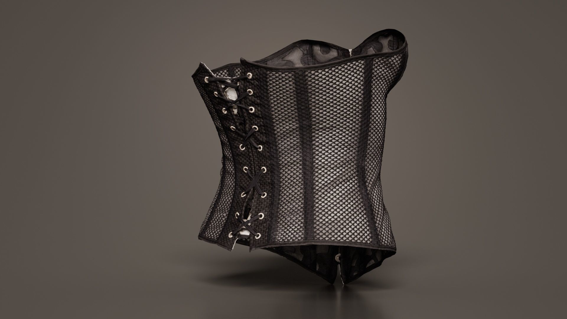Transparant Decorated Corset Low-poly 3D model_1