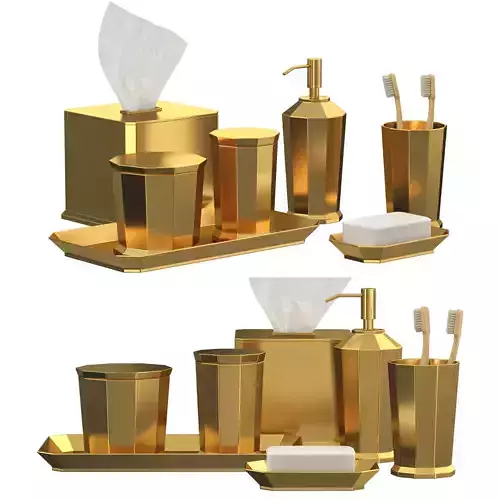 Faceted Metal Bath Accessories Aged Brass