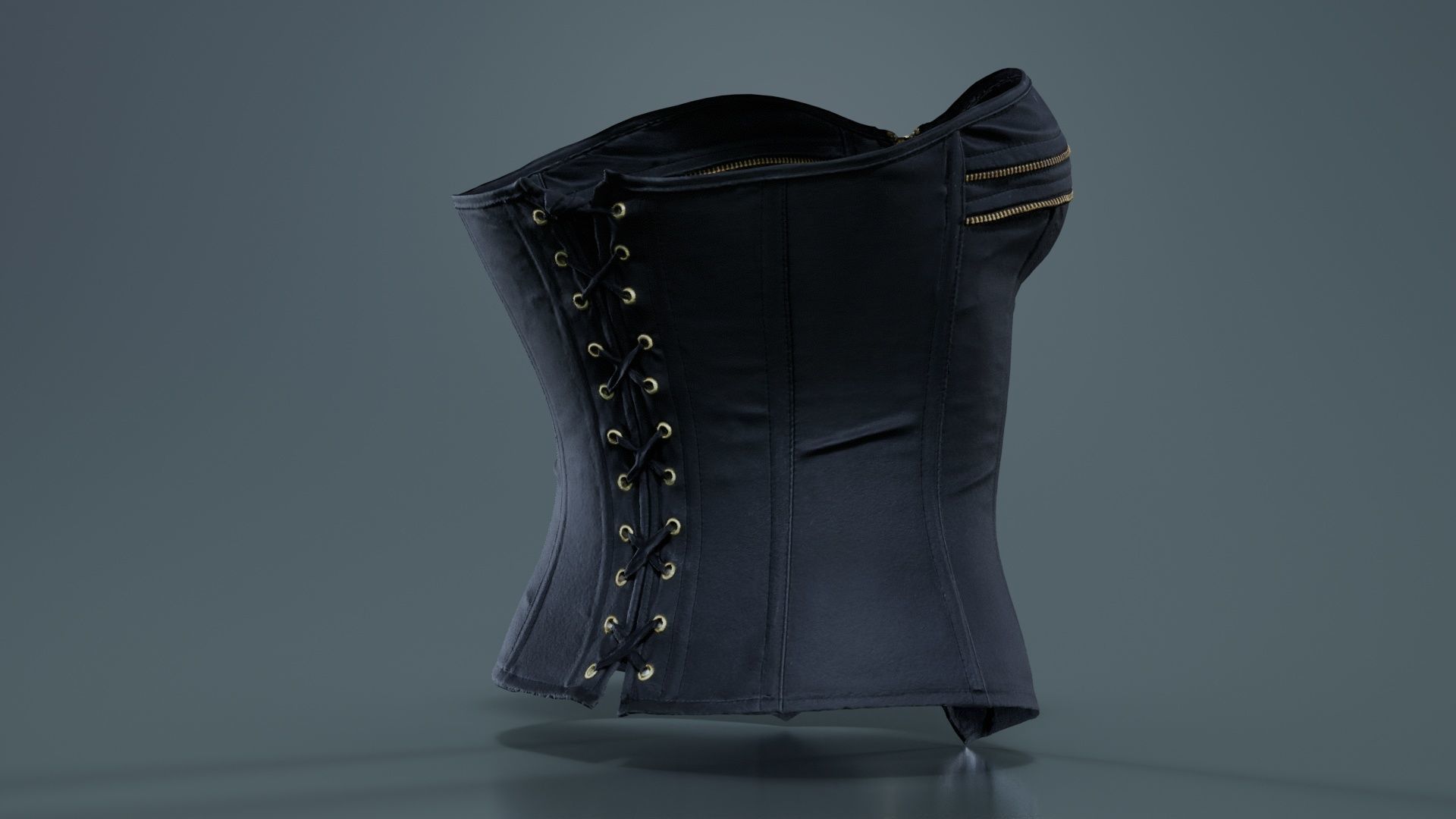 Zipper Corset Low-poly 3D model_1