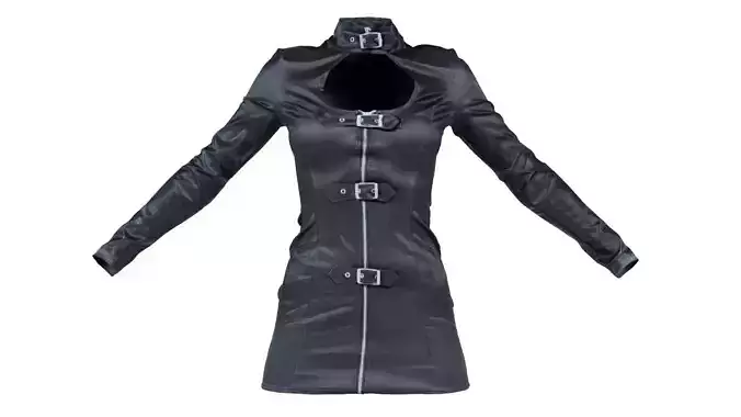 Belted Fetish Dress Low-poly 3D model