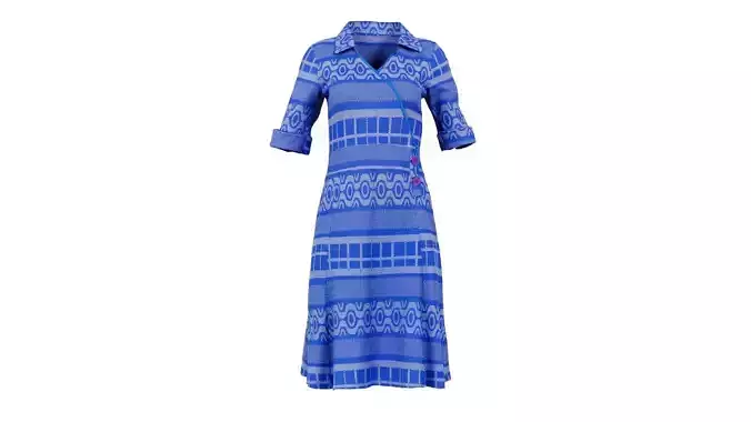 Blue Knit Pattern Dress