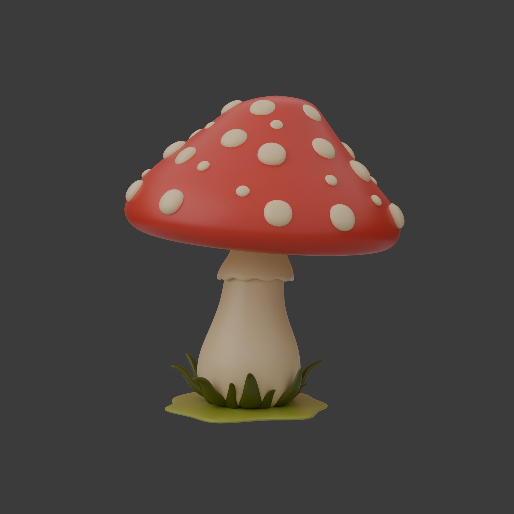 Mushroom cartoon 3D model_4