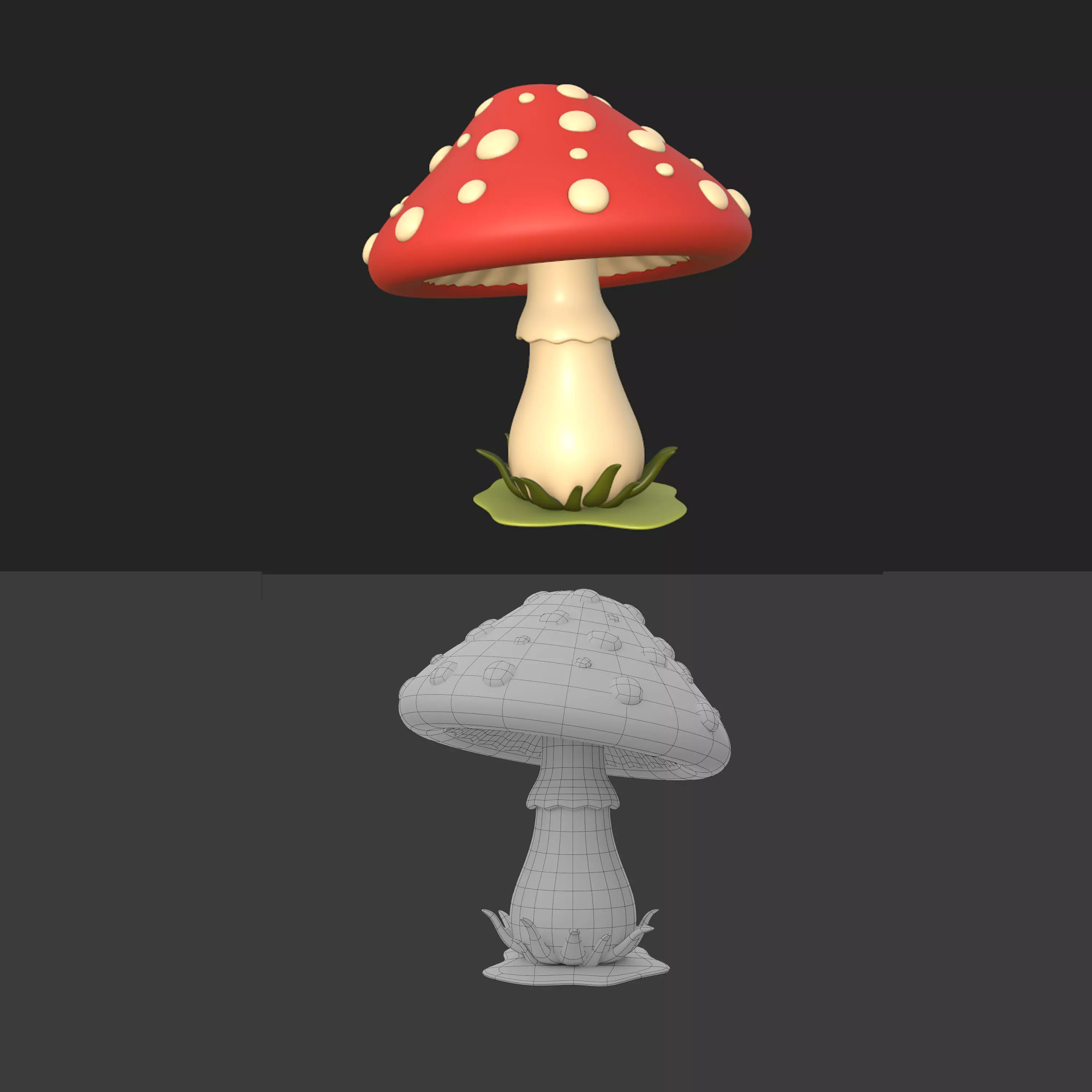 Mushroom cartoon 3D model_0