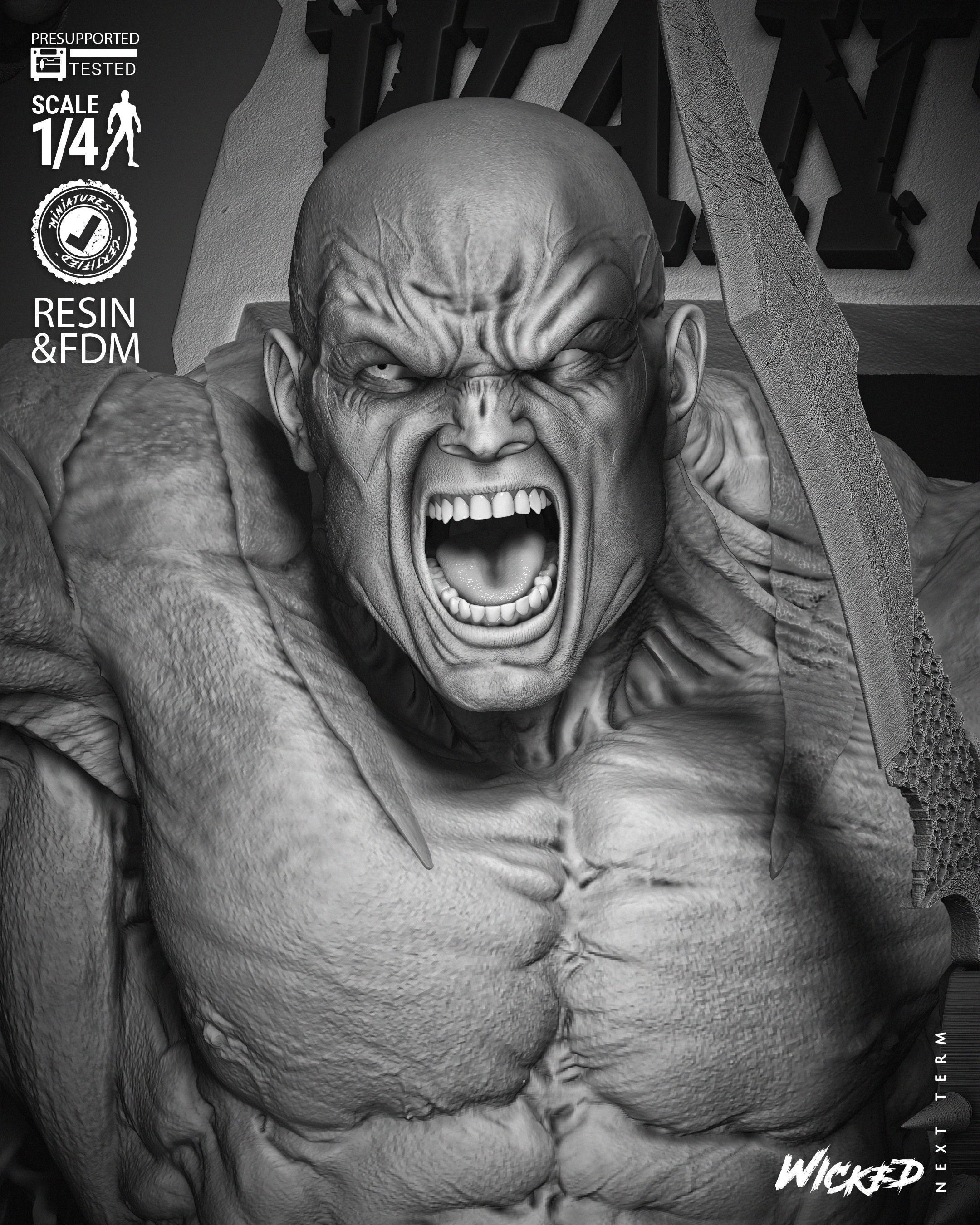 Wicked Marvel Drax Poster Bust 3D print model_6