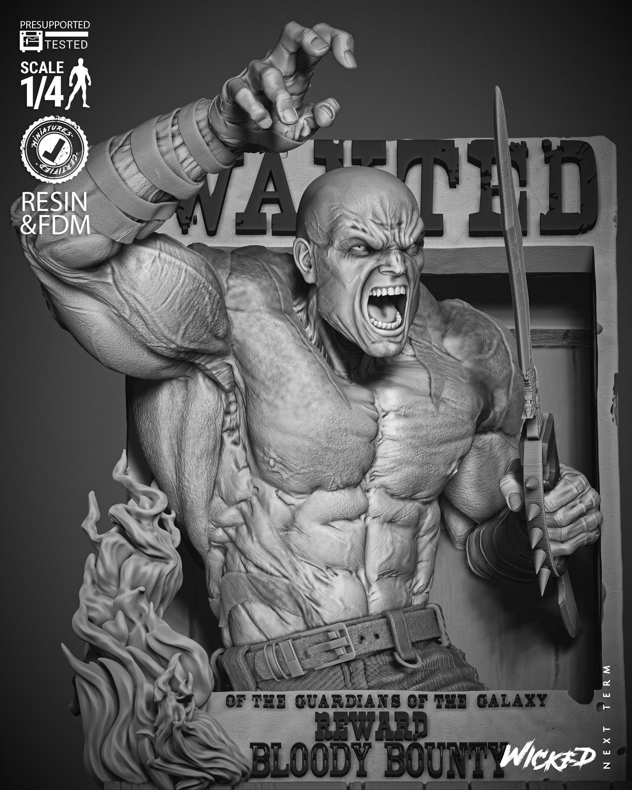 Wicked Marvel Drax Poster Bust 3D print model_21