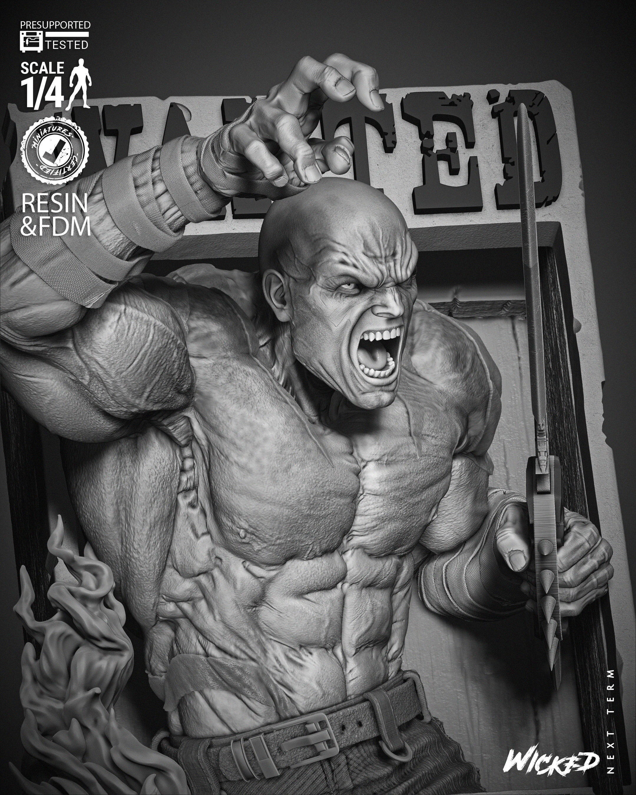 Wicked Marvel Drax Poster Bust 3D print model_3