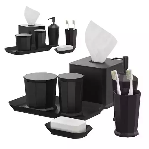 Faceted Metal Bath Accessories Bronze