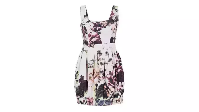 Flower Pattern Mini Dress Low-poly 3D model