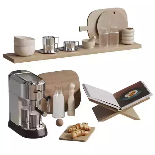 Kitchen Decor With Coffee Machine and Croissants
