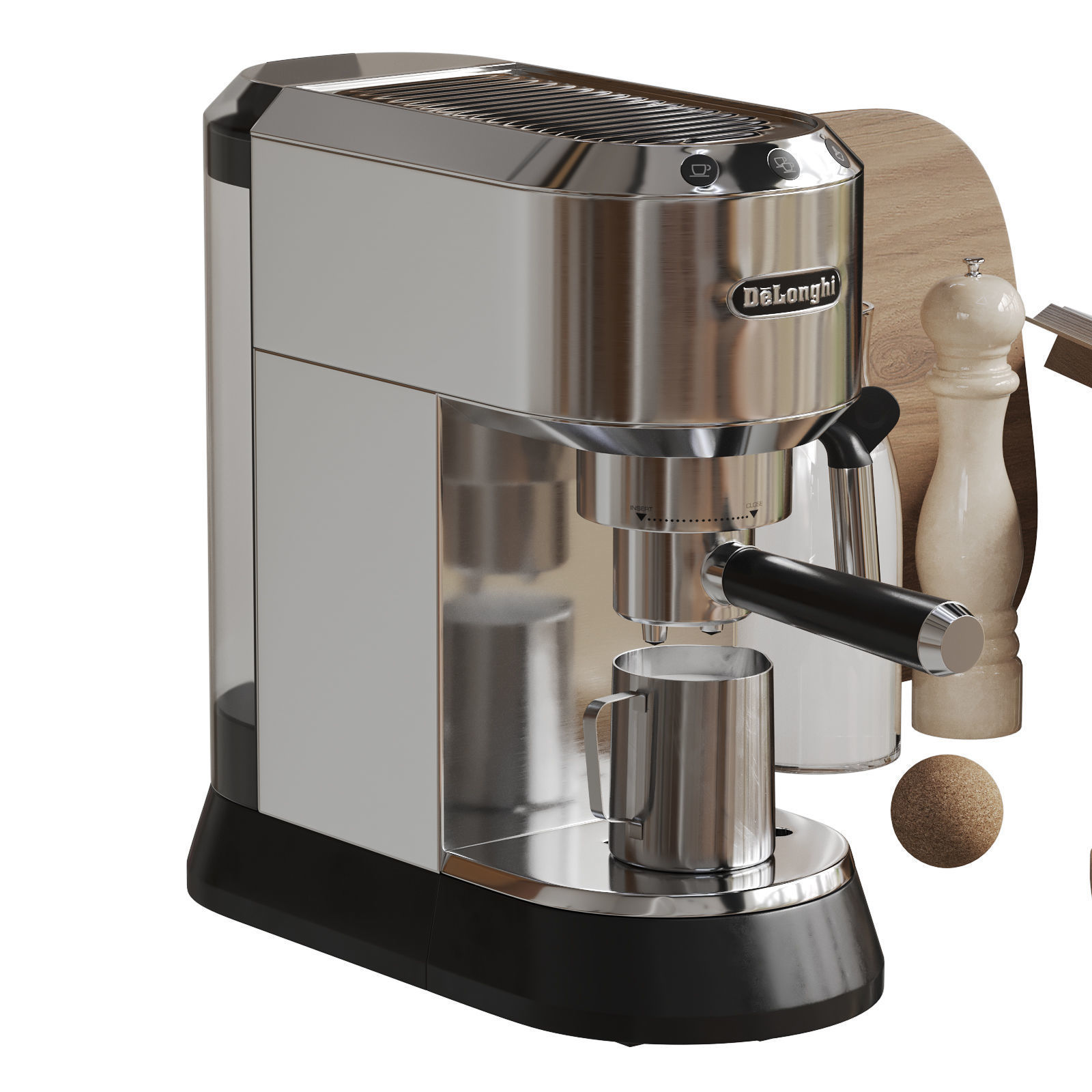 Kitchen Decor With Coffee Machine and Croissants 3D model_1