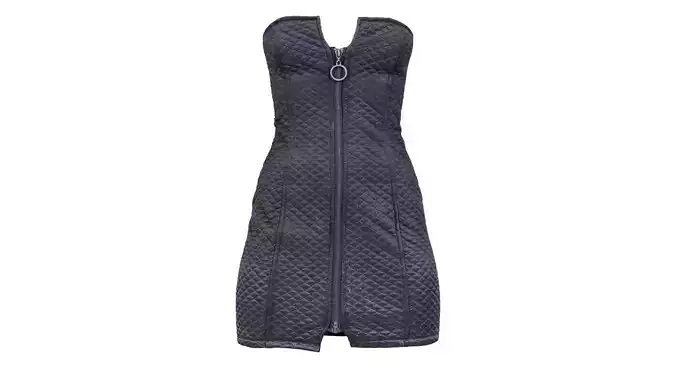 Front Padded Vinyl Dress