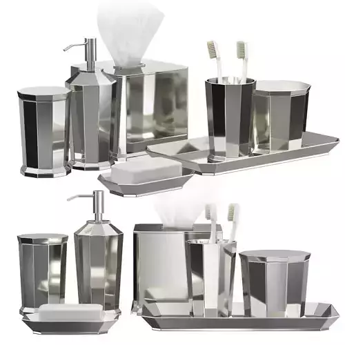 Faceted Metal Bath Accessories Nickel