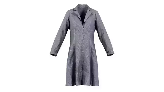 Grey Pattern Dress Buttoned
